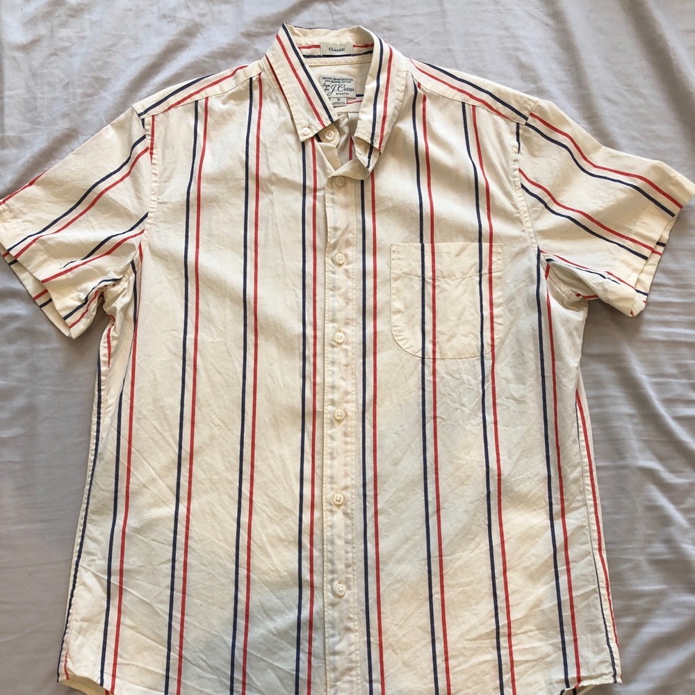 J. Crew Classic Secret Wash Organic Cotton Button Up Short Sleeve w/ Stretch